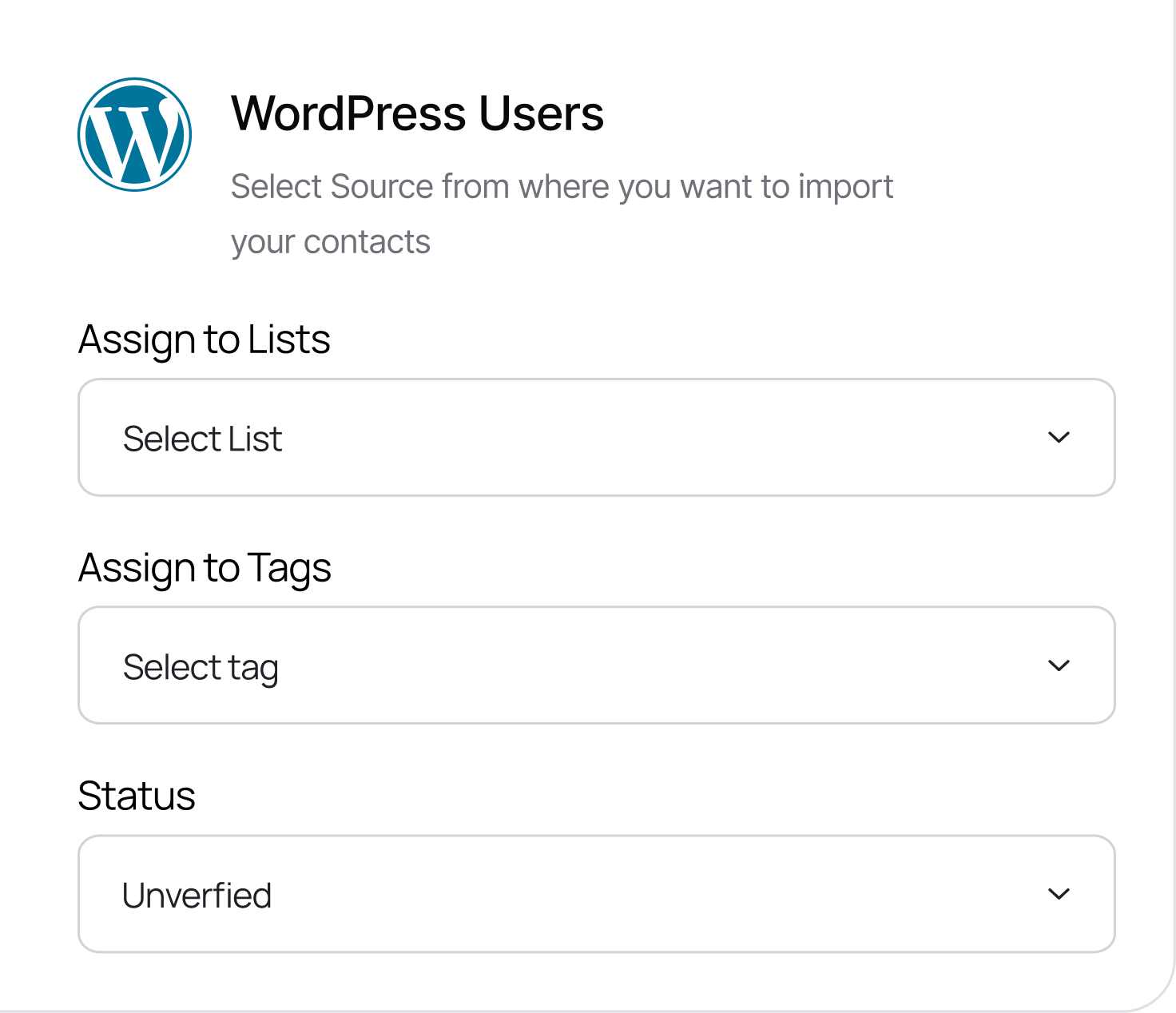WordPress contact import